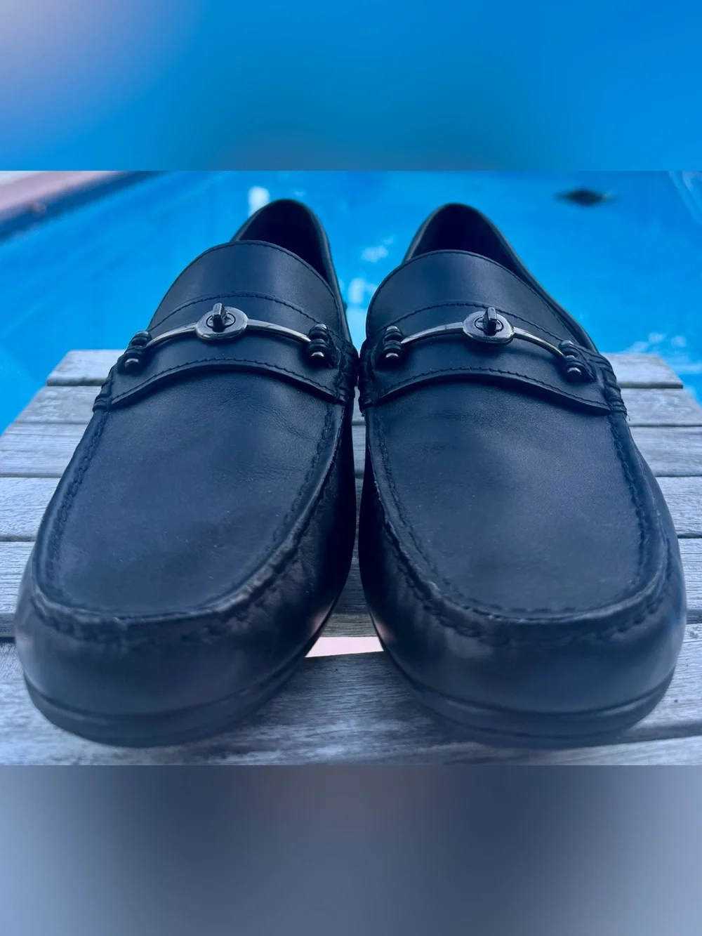 Coach Mott Driver Loafers Black Leather FG2984 Mens Size 11.5D~NEW